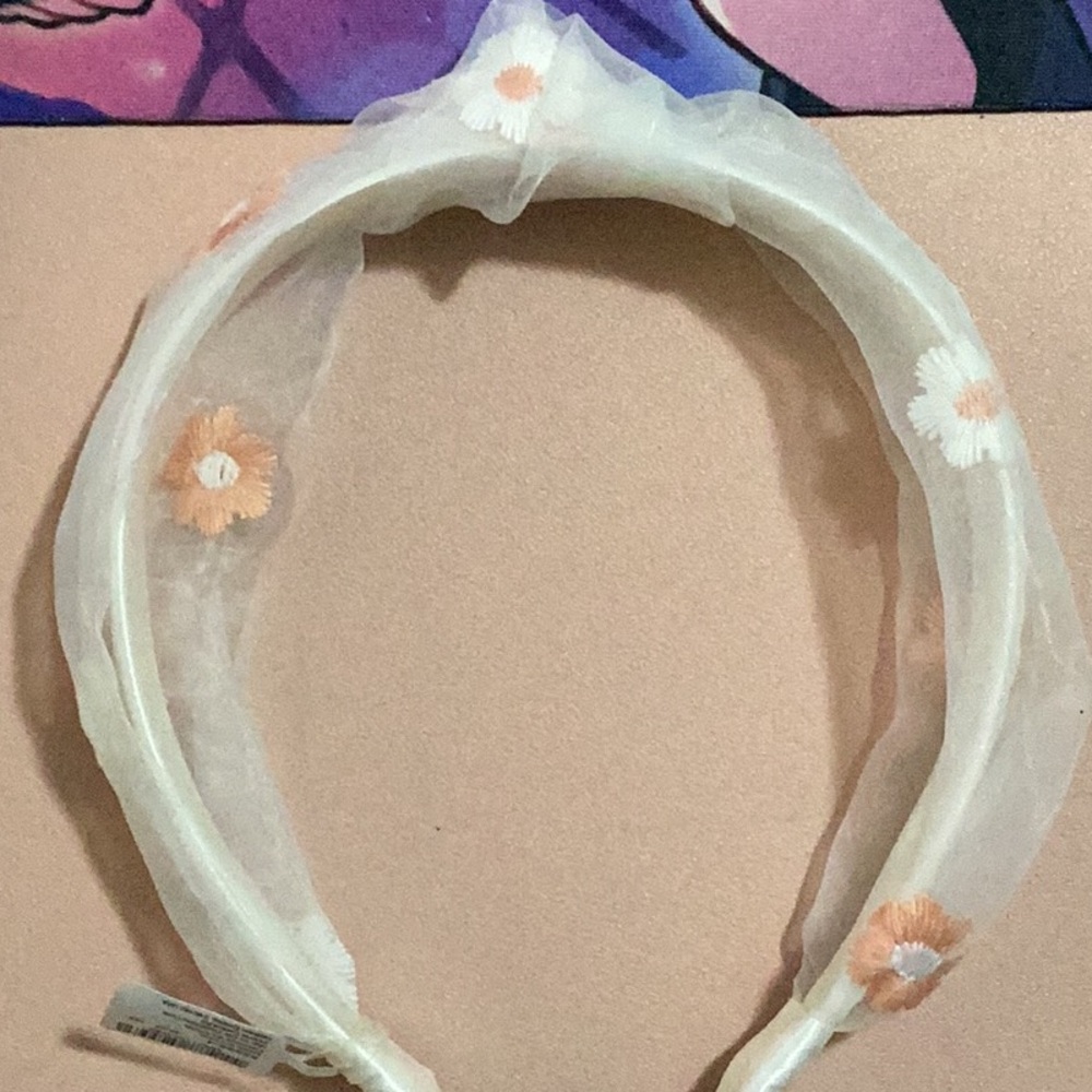 NWT Floral White and Orange Headband
